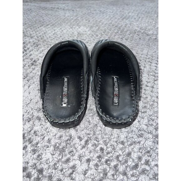LARRY STUART COLLECTION Black Leather Weaved Mules Shoes Sz 9M Brazil - Picture 12 of 15